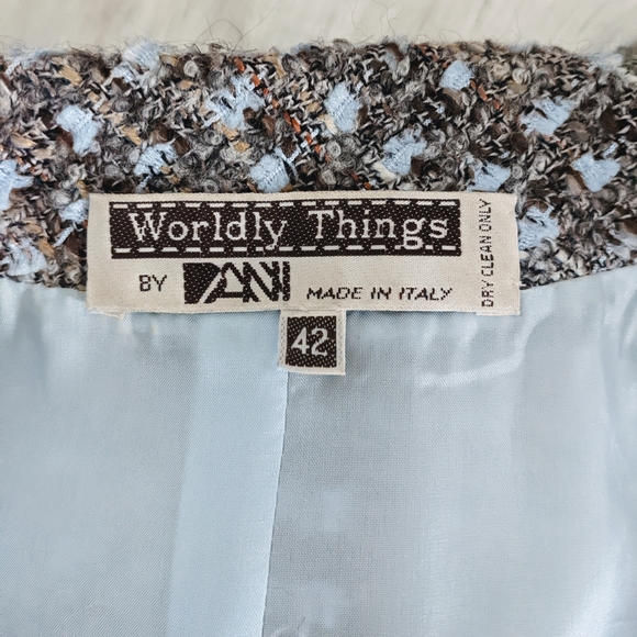 Vintage Italian Tweed Wool Boucle Blazer Jacket Lion Buttons - Picture 6 of 10